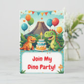 Invitation d'anniversaire de dinosaure pour les en (Debout devant)