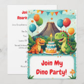 Invitation d'anniversaire de dinosaure pour les en (Devant / Derrière)