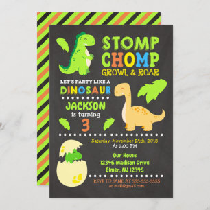 Invitation d'anniversaire de dinosaure pour un