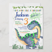 Invitation d'anniversaire de dinosaure pour un (Devant)
