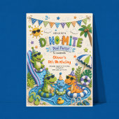 Invitation d'anniversaire de dinosaure pour une fê