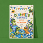 Invitation d'anniversaire de dinosaure pour une fê