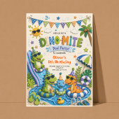 Invitation d'anniversaire de dinosaure pour une fê