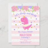 Invitation d'anniversaire de dinosaure princesse (Devant)
