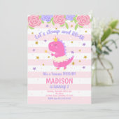 Invitation d'anniversaire de dinosaure princesse (Debout devant)