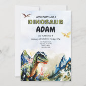 Invitation d'anniversaire de dinosaure réaliste mo (Devant)