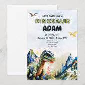 Invitation d'anniversaire de dinosaure réaliste mo (Devant / Derrière)