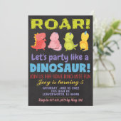 Invitation d'anniversaire de dinosaure rugissant (Debout devant)