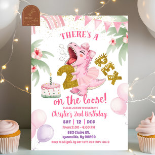 Invitation d'anniversaire de dinosaure rugissant r