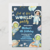 Invitation d'anniversaire de dinosaure spatial ave (Devant)