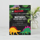 Invitation d'anniversaire de dinosaure Stomp, Chom (Debout devant)
