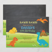 Invitation d'anniversaire de dinosaure sur tableau (Devant / Derrière)