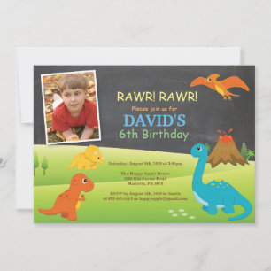 Invitation d'anniversaire de dinosaure sur tableau