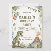 Invitation d'anniversaire de dinosaure T-Rex à l'a (Devant)