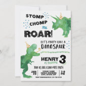 Invitation d'anniversaire de dinosaure T Rex et Tr (Devant)