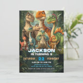 Invitation d'anniversaire de dinosaure T Rex Fête (Debout devant)