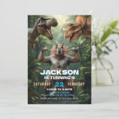 Invitation d'anniversaire de dinosaure T Rex Fête (Debout devant)