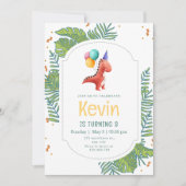 Invitation d'anniversaire de dinosaure, Trois Rex  (Devant)