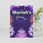 Invitation d'anniversaire de dinosaure violet  (Debout devant)