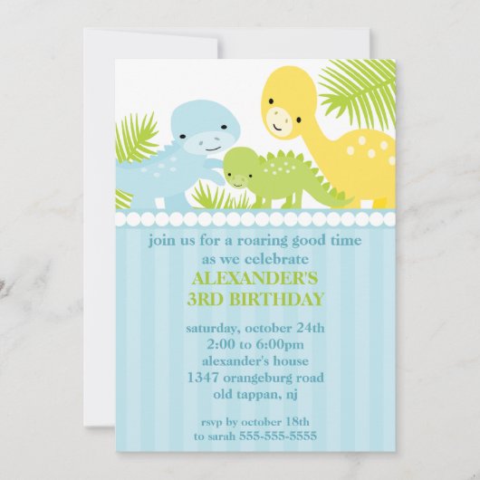Invitation d'anniversaire de dinosaures (Devant)