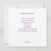 Invitation d'anniversaire de dinosaures roses, inv (Dos)