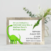 Invitation d'anniversaire de dinosaures verts (Debout devant)