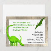 Invitation d'anniversaire de dinosaures verts (Devant / Derrière)