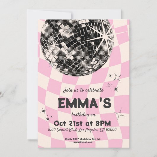 Invitation d'anniversaire de Disco (Devant)