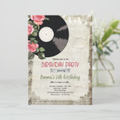 Invitation d'anniversaire de disque vinyle (Debout devant)