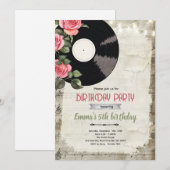 Invitation d'anniversaire de disque vinyle (Devant / Derrière)