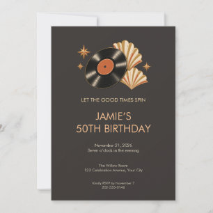 Invitation d'anniversaire de disque vinyle rétro