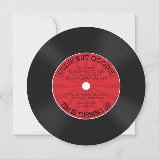 Invitation d'anniversaire de disque vinyle rétro (Devant)