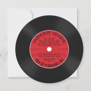 Invitation d'anniversaire de disque vinyle rétro