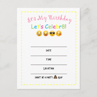 Invitation d'anniversaire de do-it-yourself Emoji