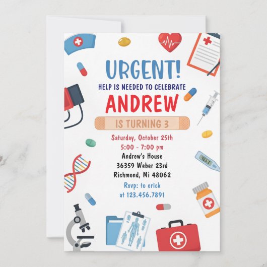 Invitation d'anniversaire de docteur numérique per (Devant)