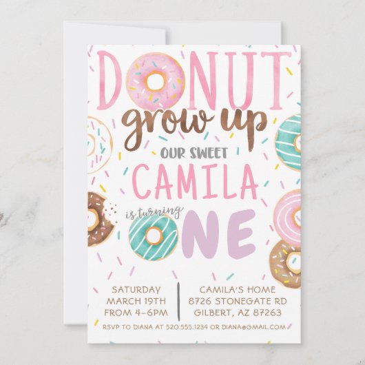 Invitation d'anniversaire de Donut (Devant)