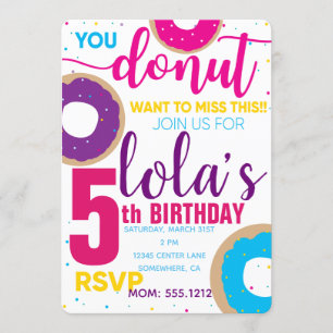 INVITATION D'ANNIVERSAIRE DE DONUT