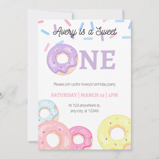 Invitation d'anniversaire de Donut (Devant)
