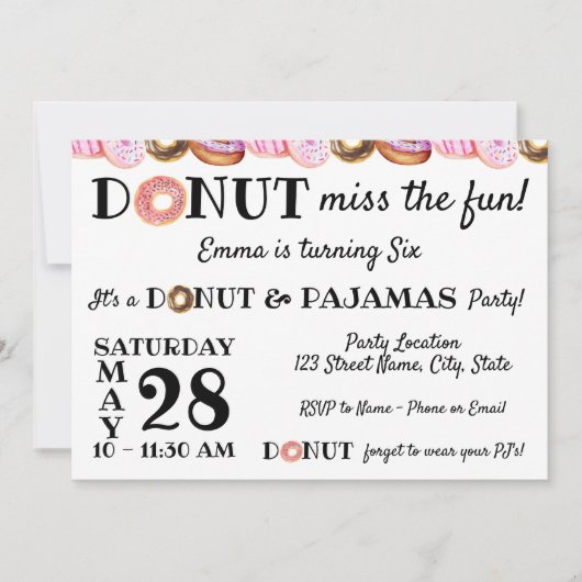 Invitation d'anniversaire de Donut (Devant)