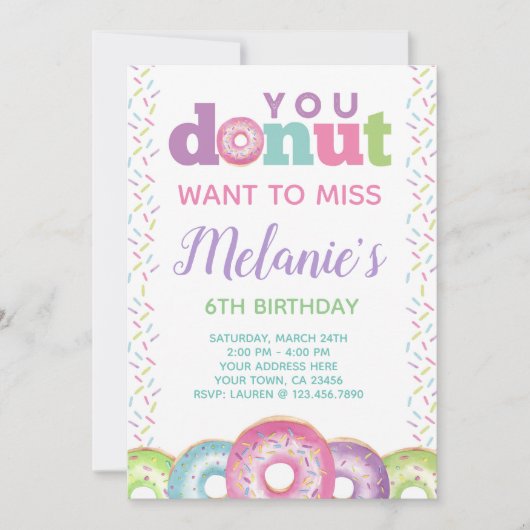 Invitation d'anniversaire de Donut (Devant)