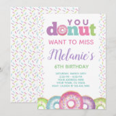Invitation d'anniversaire de Donut (Devant / Derrière)