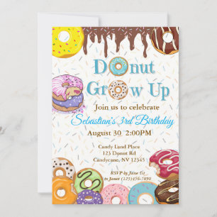 Invitation d'anniversaire de Donut "Croissance de