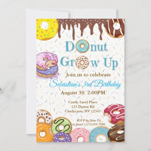 Invitation d'anniversaire de Donut "Croissance de  (Devant)