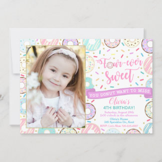 Invitation d'anniversaire de Donut quatre-jamais d