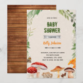 Invitation d'anniversaire de douche aux champignon (Devant / Derrière)