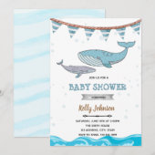 Invitation d'anniversaire de douche de baleine sou (Devant / Derrière)