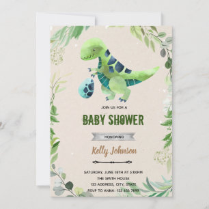 Invitation d'anniversaire de douche de dinosaure d