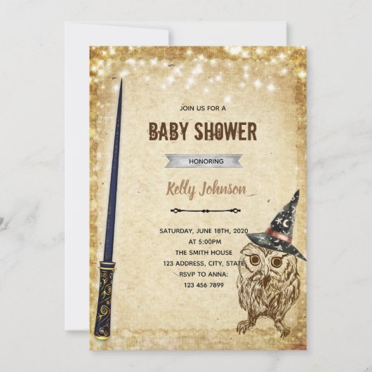 Invitation d'anniversaire de douche de hibou de ma (Devant)