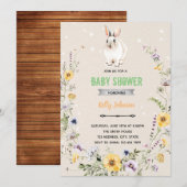 Invitation d'anniversaire de douche de lapin de fl (Devant / Derrière)