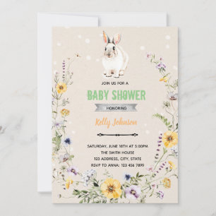 Invitation d'anniversaire de douche de lapin de fl
